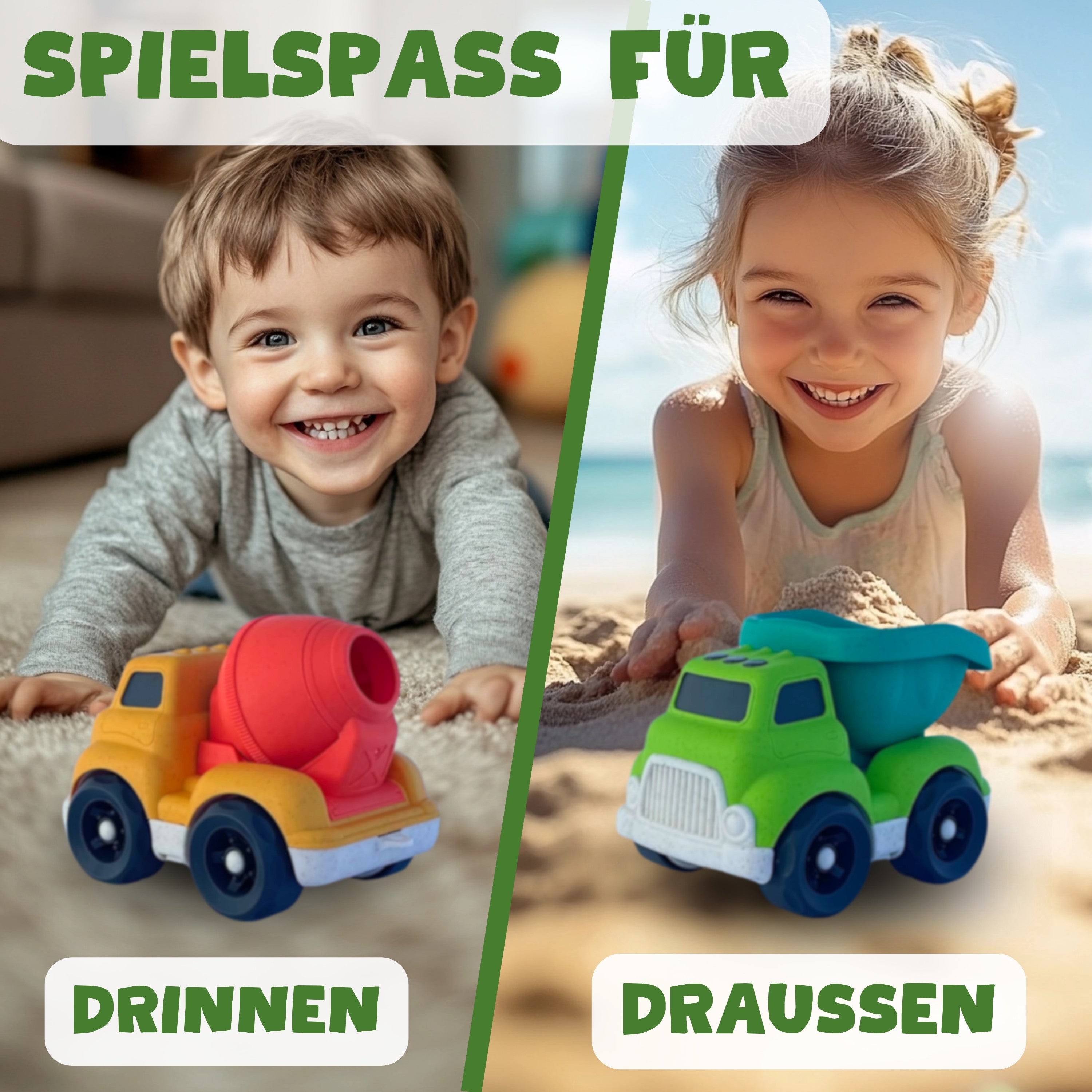 BIOPLAY® XL Trucks – Ideal als sinnvolles Spielzeug für drinnen und draußen ab 1 Jahr