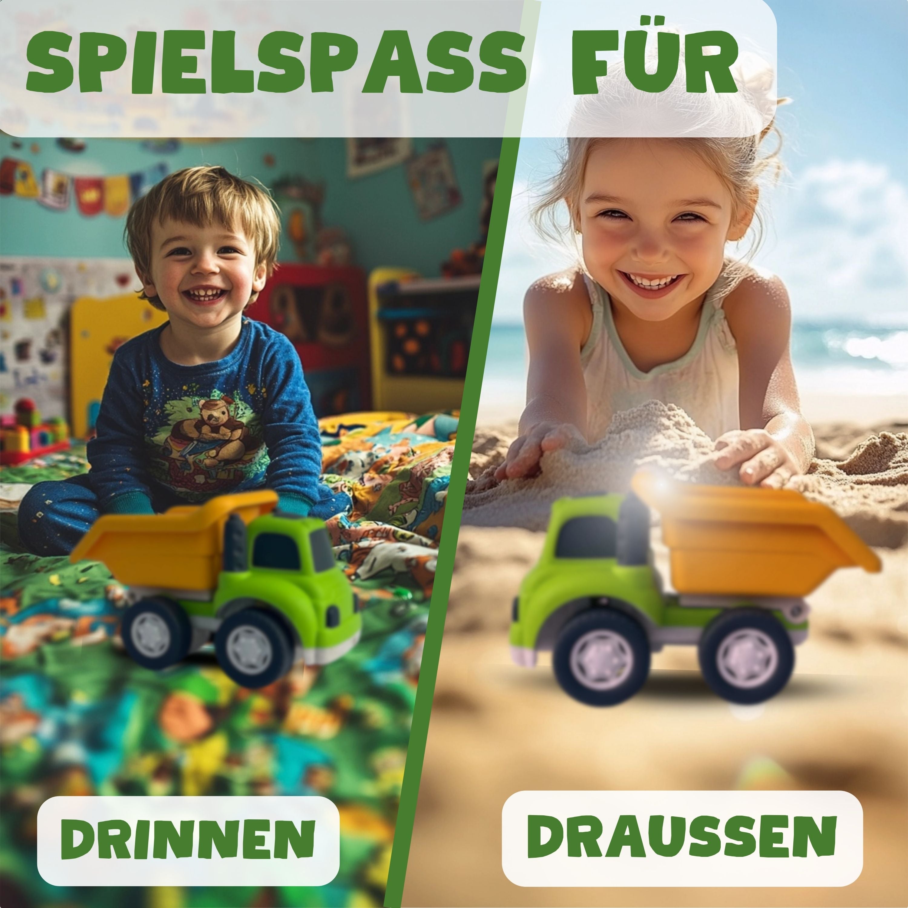 BIOPLAY® XXL-Kipplaster – Perfektes Sandkasten Spielzeug für drinnen und draußen