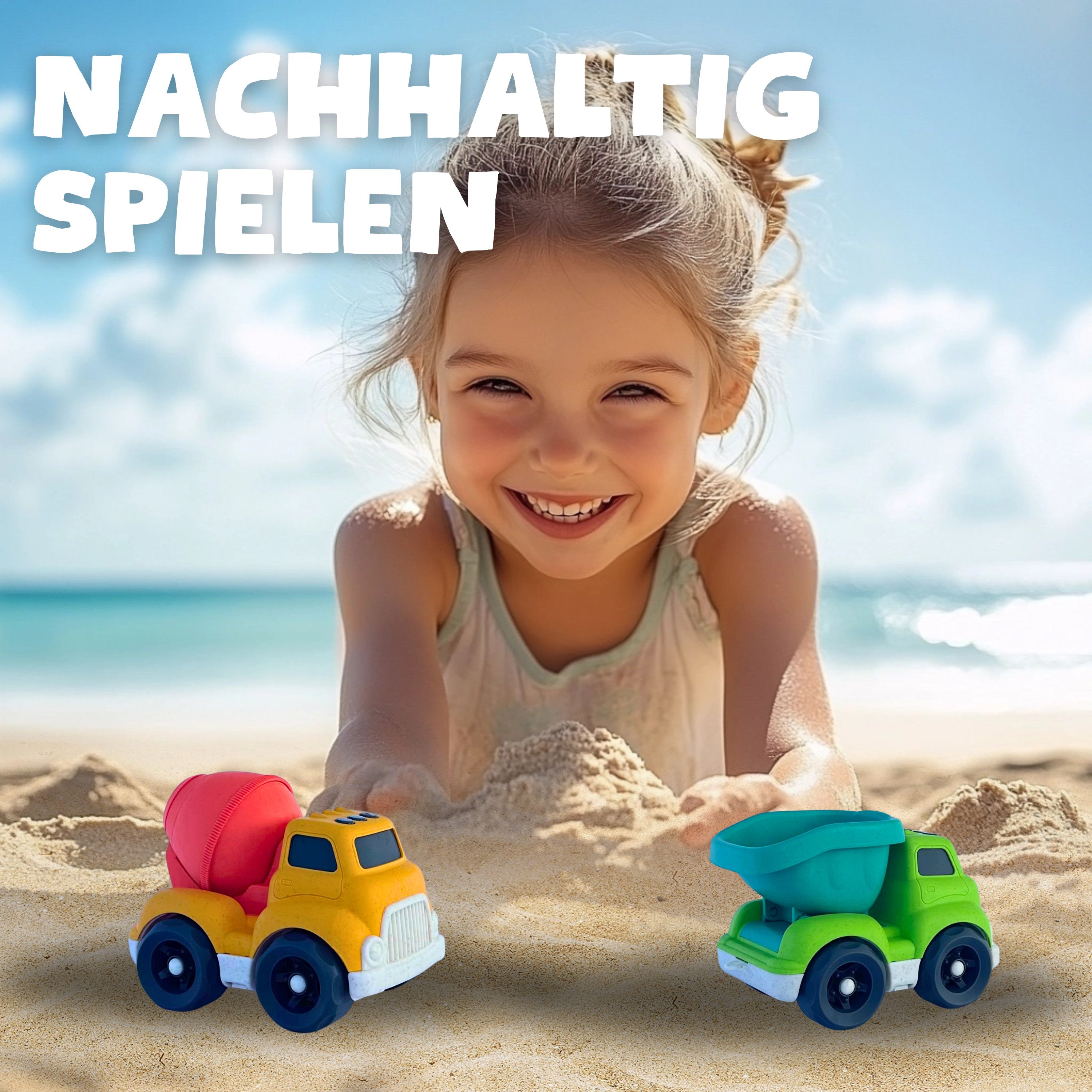 BIOPLAY® Trucks im 2er-Set - Nachhaltig Spielen mit Fahrzeugen aus Bioplastik für die Sandkiste