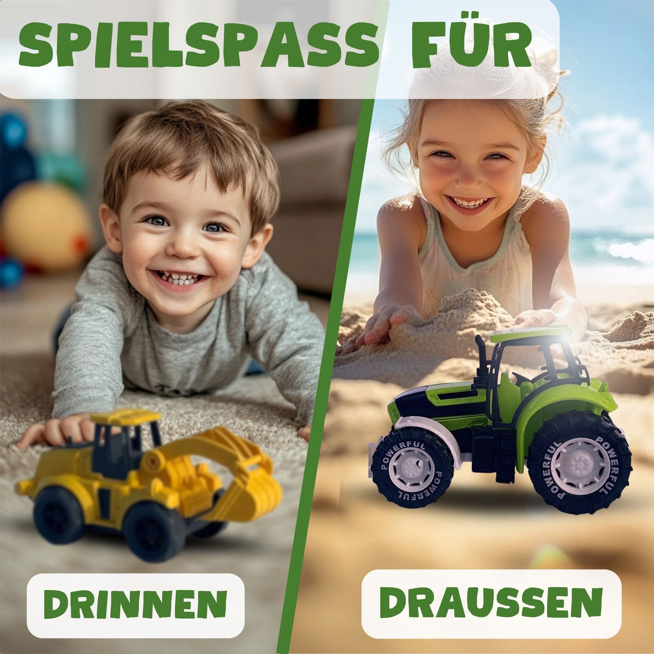 Nachhaltige Spielzeugautos aus Biokunststoff, ideal für drinnen und draußen – grenzenloser Spielspaß überall